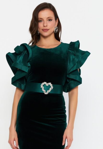 Rochie din catifea verde